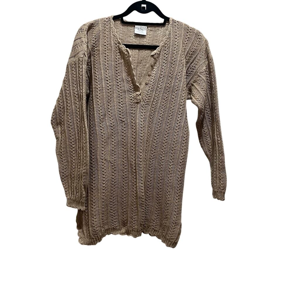 Partners Vintage Women’s Crochet Sweater Tan Medium Boho Office Casual
